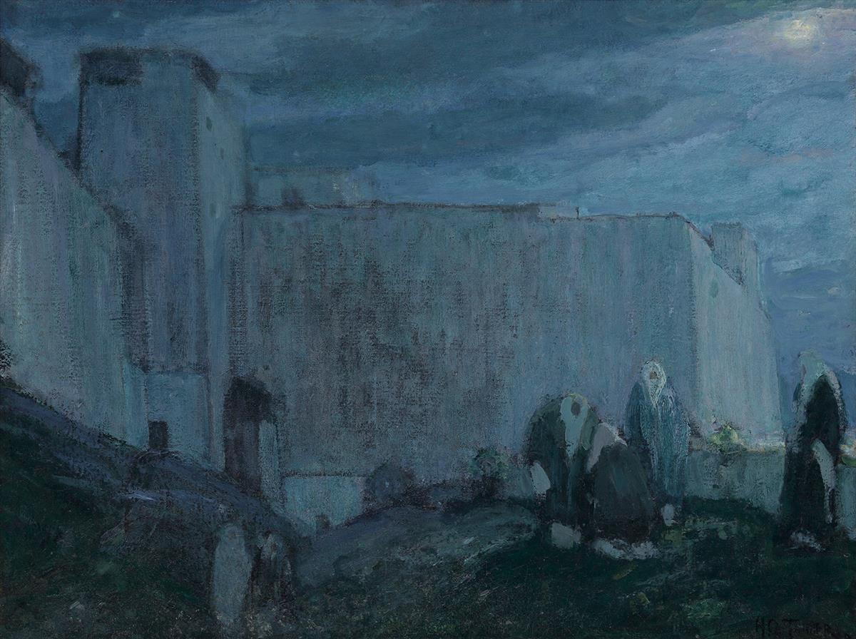 HENRY OSSAWA TANNER (1859 - 1937) Moonrise by Kasbah (Morocco).
